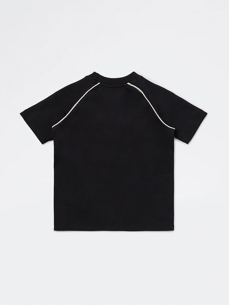 HOP Kids Boys Black Numerical Printed Cotton-Blend T-Shirt - Image 4