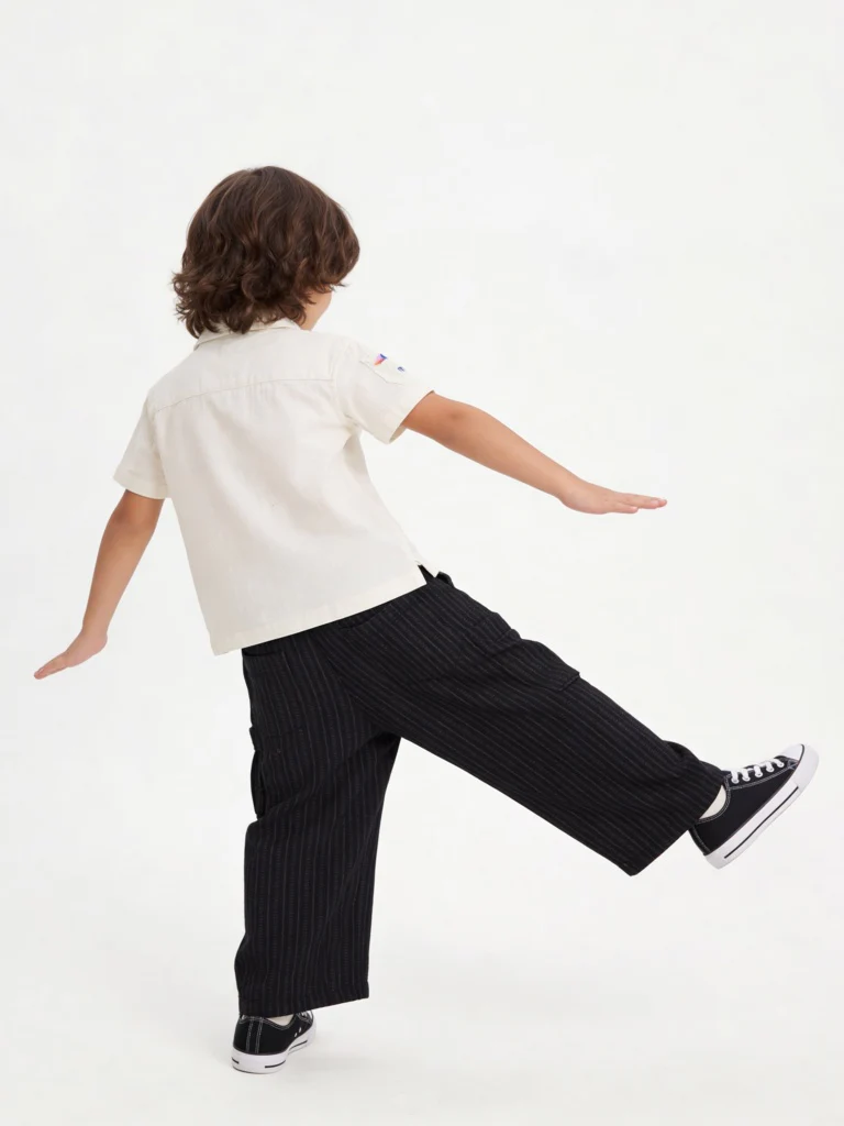 HOP Kids Boys Black Striped Mid-Rise Cotton Pants - Image 3