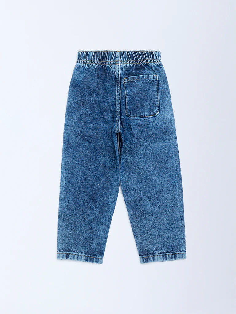 HOP Kids Boys Blue Faded Mid-Rise Jeans - Image 4