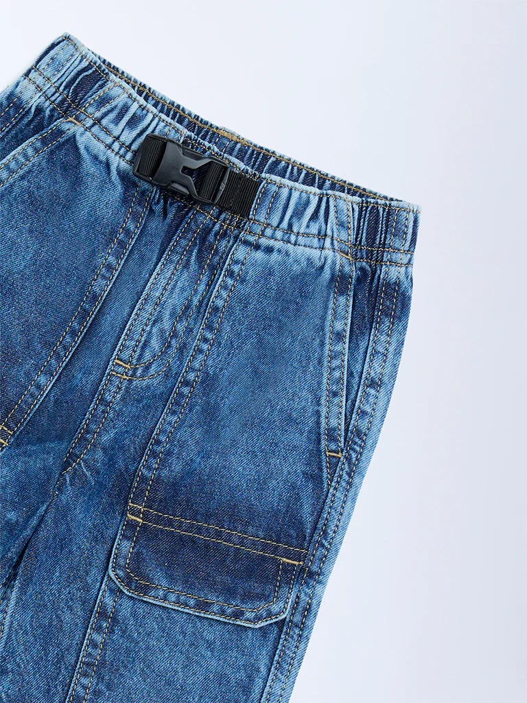 HOP Kids Boys Blue Faded Mid-Rise Jeans - Image 5