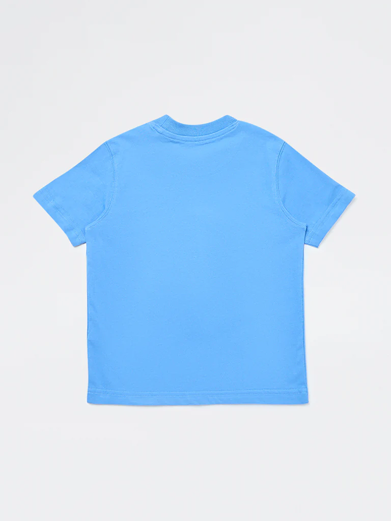 HOP Kids Boys Blue Graphic Design Cotton T-Shirt - Image 5