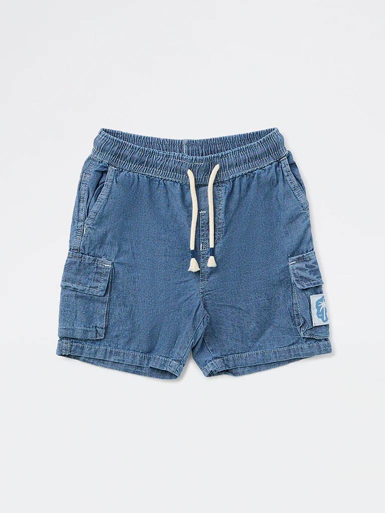 HOP Kids Boys Blue Mid-Rise Denim Shorts - Image 3