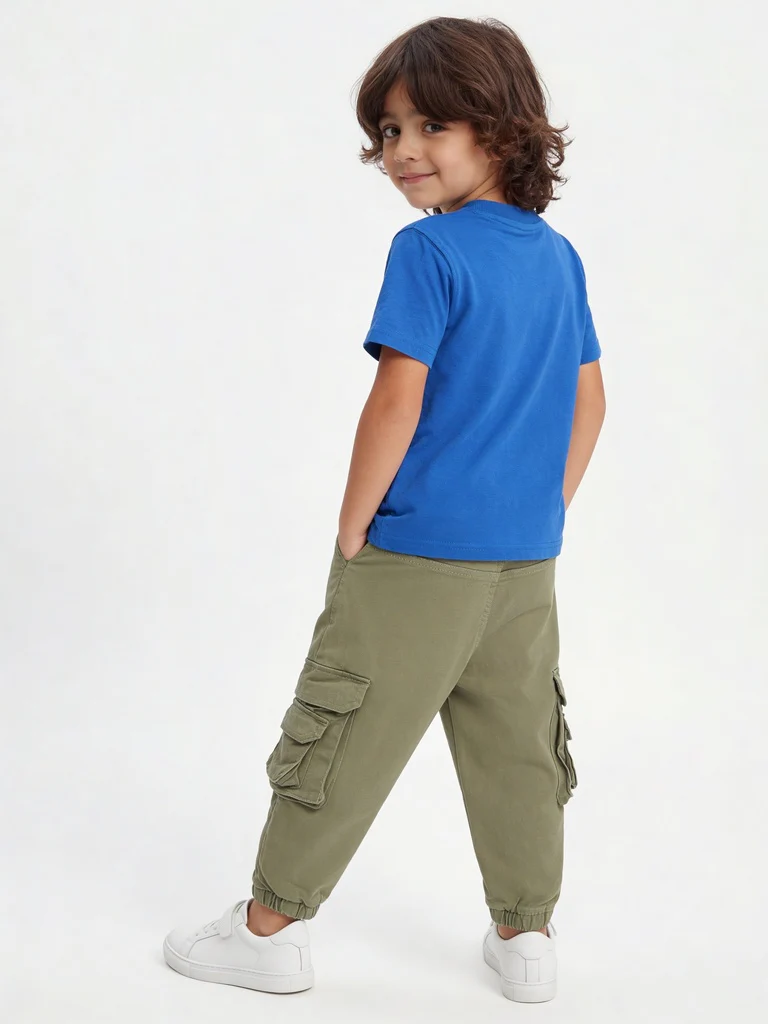 HOP Kids Boys Blue Printed Cotton T-Shirt - Image 2