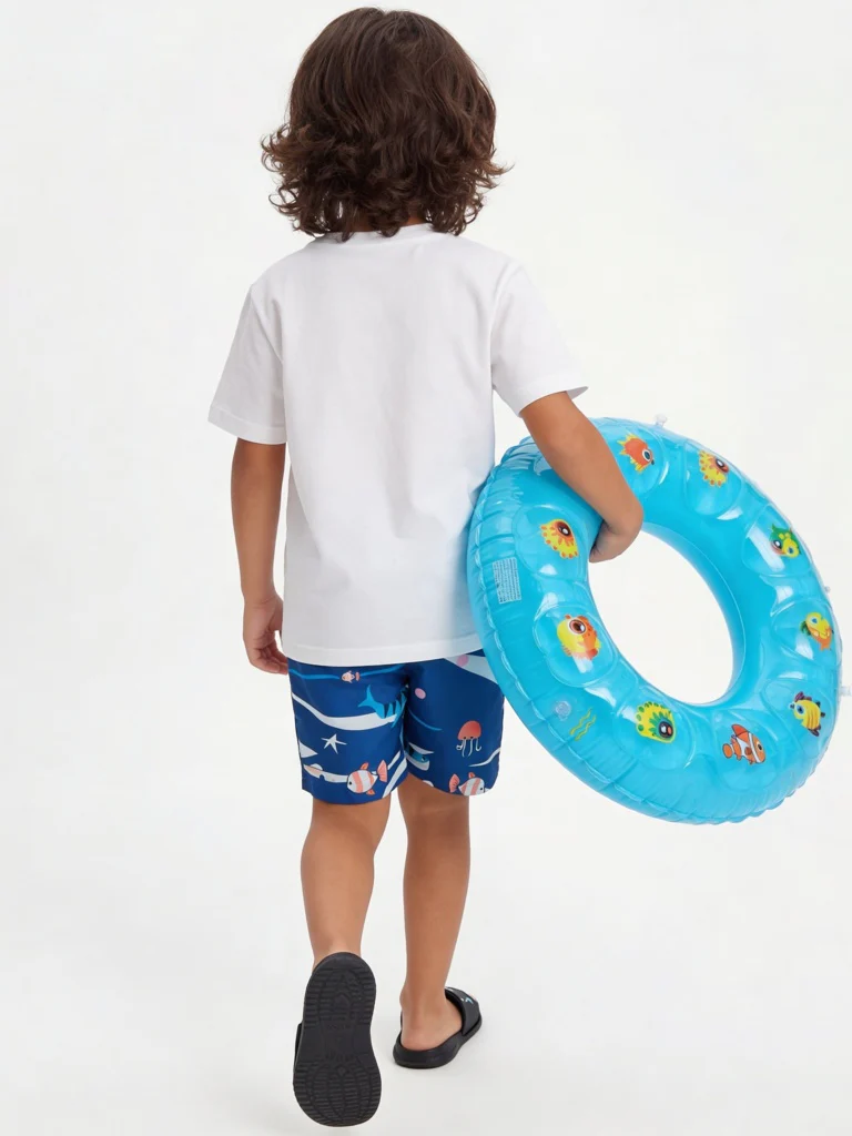 HOP Kids Boys Blue Printed Mid-Rise Swim Shorts - Image 2