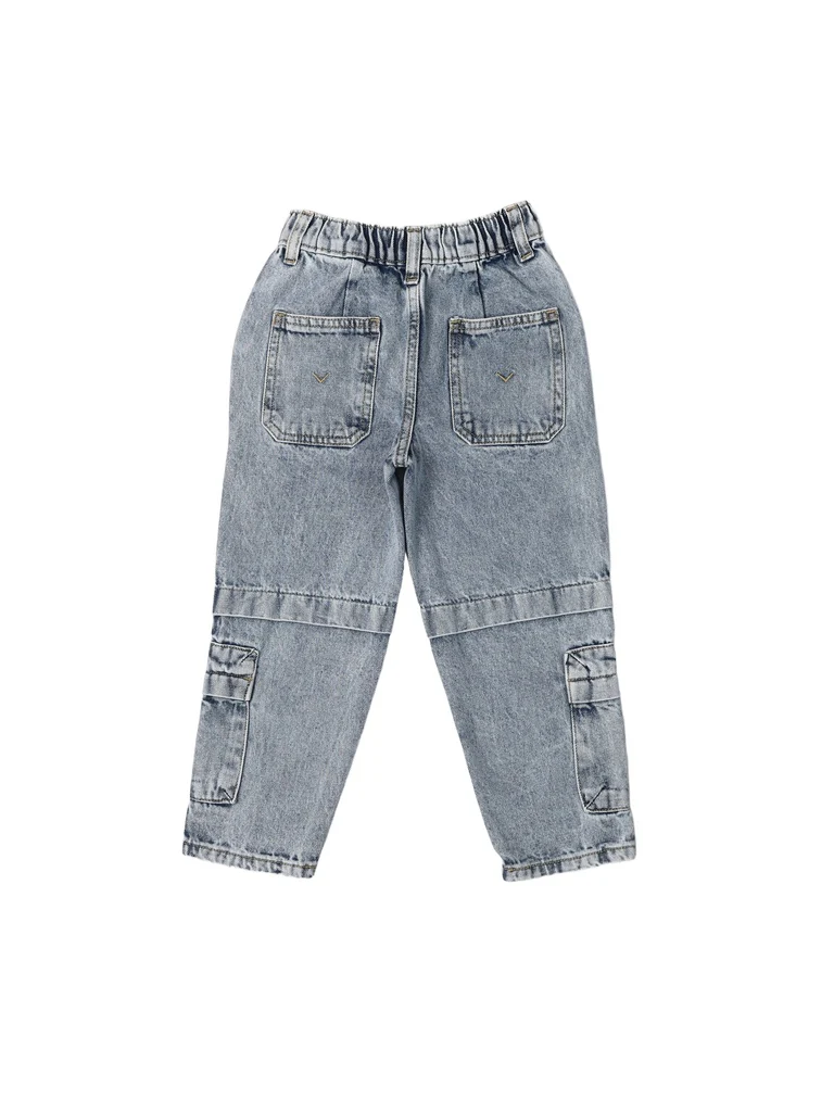 HOP Kids Boys Blue Straight Fit Cargo Jeans - Image 4