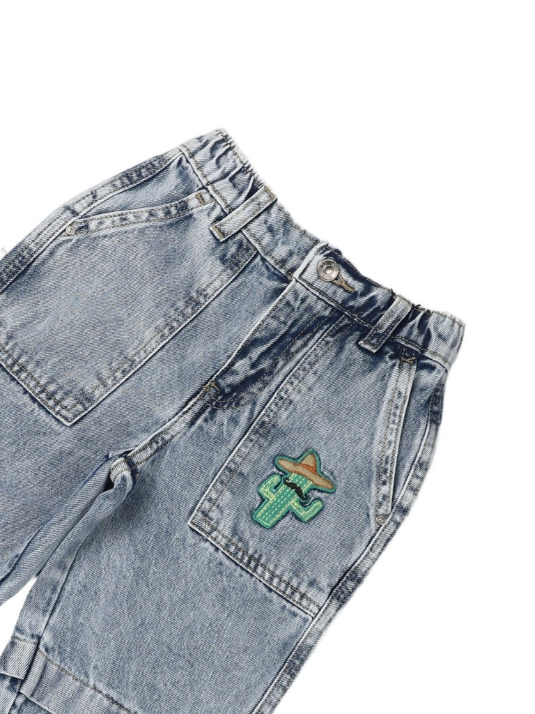 HOP Kids Boys Blue Straight Fit Cargo Jeans - Image 5