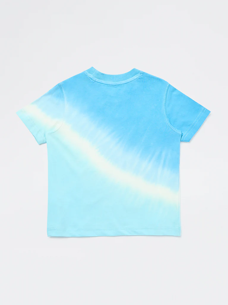 HOP Kids Boys Blue Tie-Dye Design Cotton T-Shirt - Image 5
