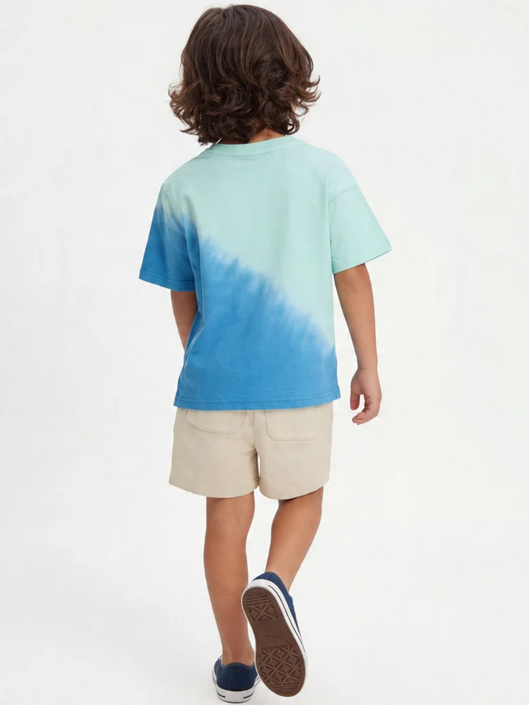 HOP Kids Boys Blue Tie-Dye Printed Cotton T-Shirt - Image 2