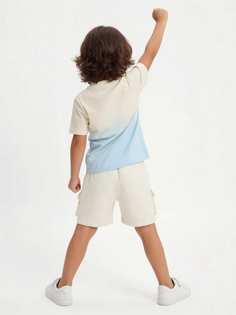 HOP Kids Boys Blue Tropical Printed Cotton T-Shirt - Image 3