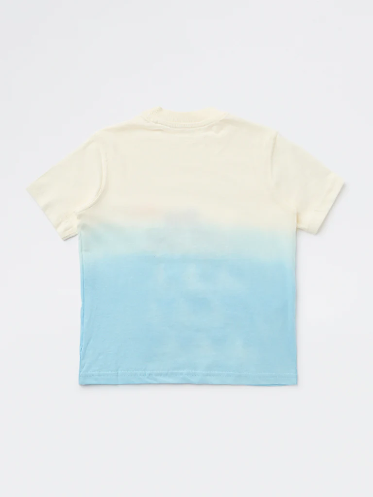 HOP Kids Boys Blue Tropical Printed Cotton T-Shirt - Image 5