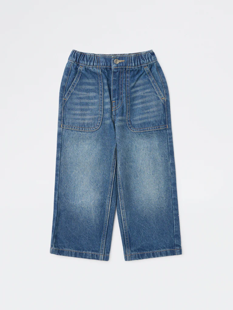 HOP Kids Boys Blue Washed Mid-Rise Jeans - Image 4