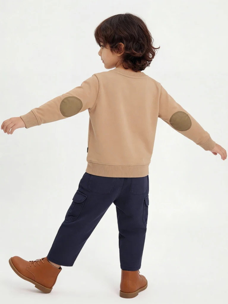 HOP Kids Boys Brown Animal Design Cotton-Blend Sweatshirt - Image 2