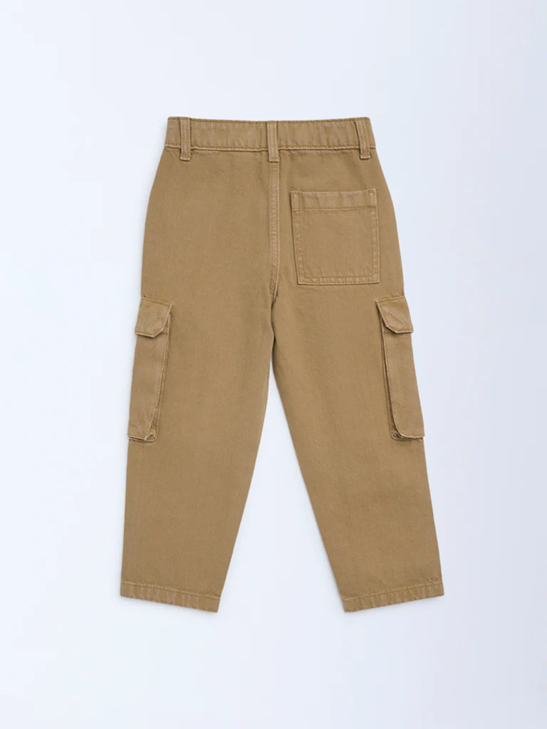 HOP Kids Boys Brown Cargo-Style Mid-Rise Jeans - Image 4