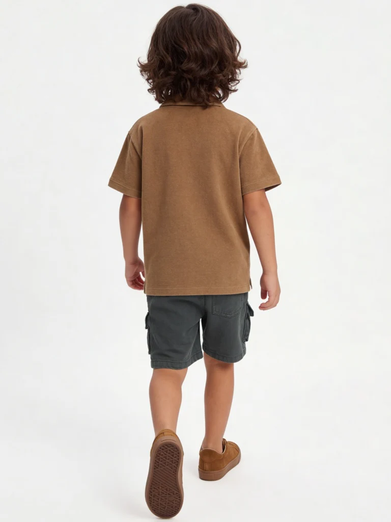 HOP Kids Boys Brown Embroidered Resort-Fit Cotton Shirt - Image 3