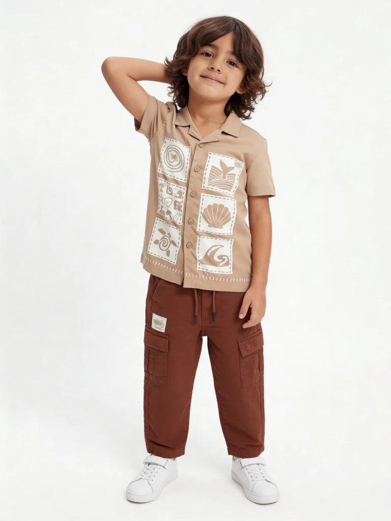 HOP Kids Boys Brown Mid-Rise Cargo Pants