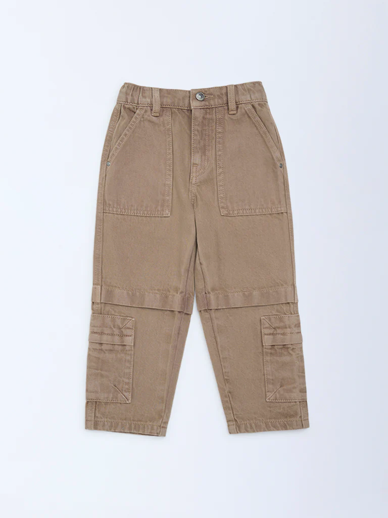 HOP Kids Boys Brown Relaxed-Fit Mid-Rise Jeans - Image 4
