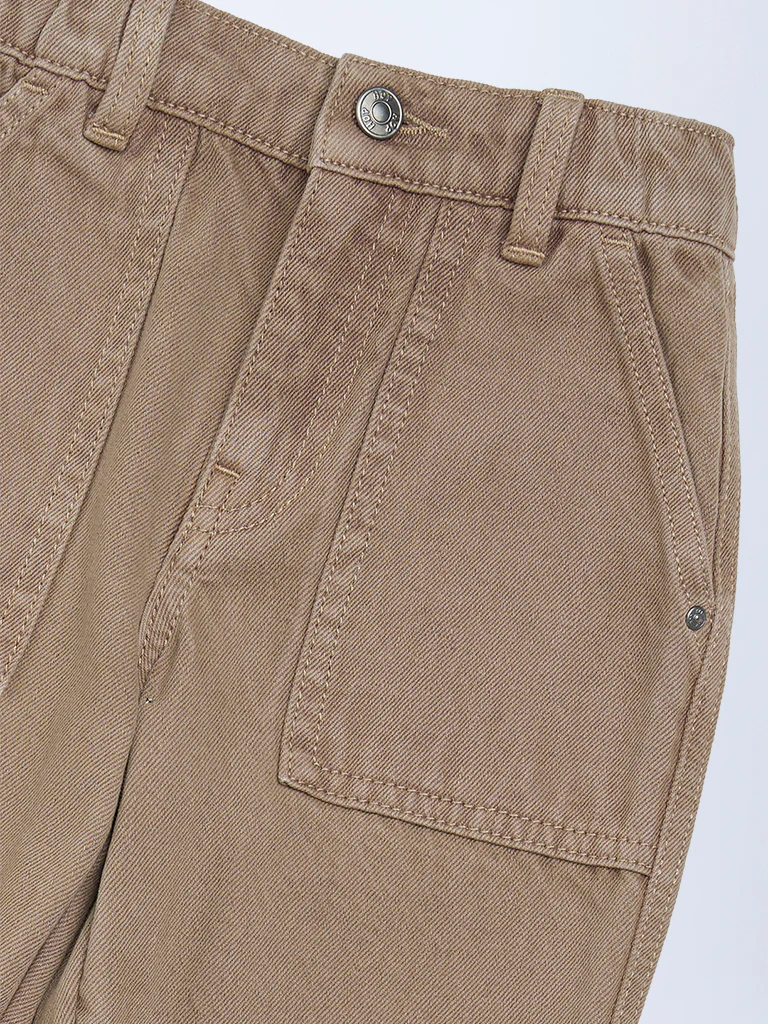 HOP Kids Boys Brown Relaxed-Fit Mid-Rise Jeans - Image 6