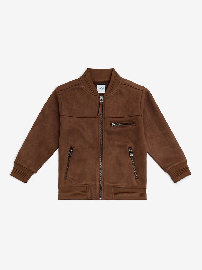 HOP Kids Boys Brown Suede Jacket - Image 3
