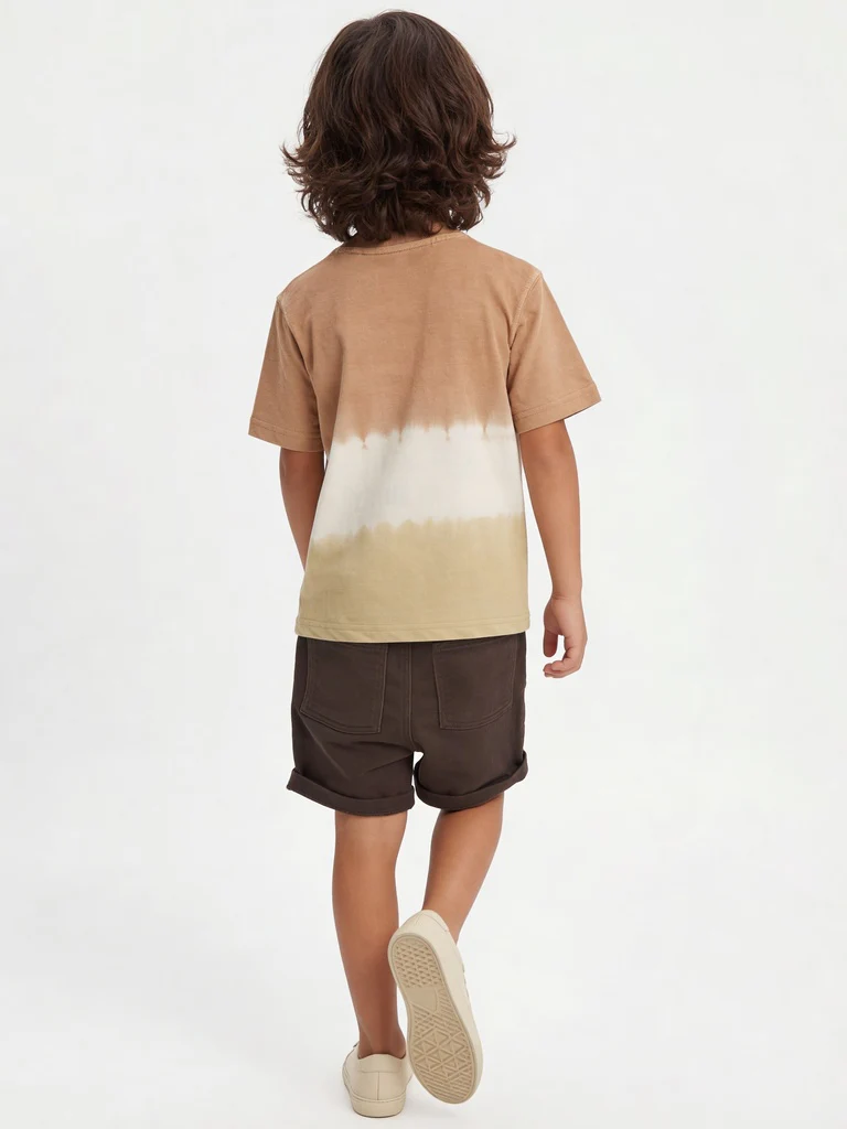 HOP Kids Boys Brown Tie-Dye Design Cotton T-Shirt - Image 3