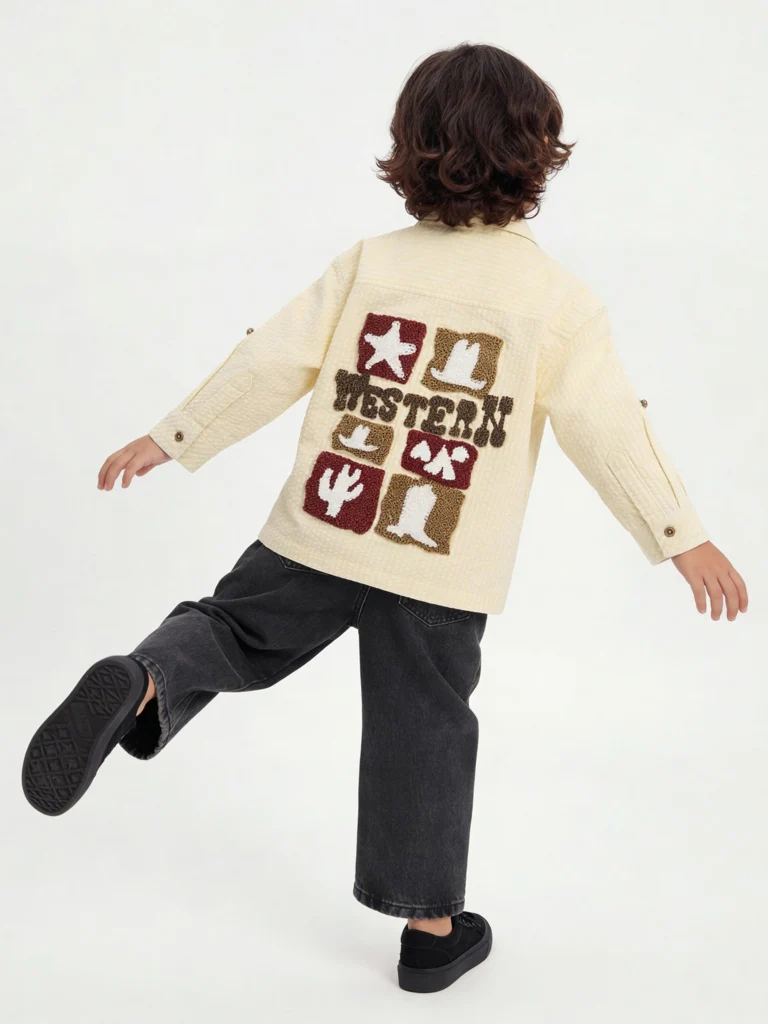 HOP Kids Boys Charcoal Embroidered Mid-Rise Jeans - Image 3