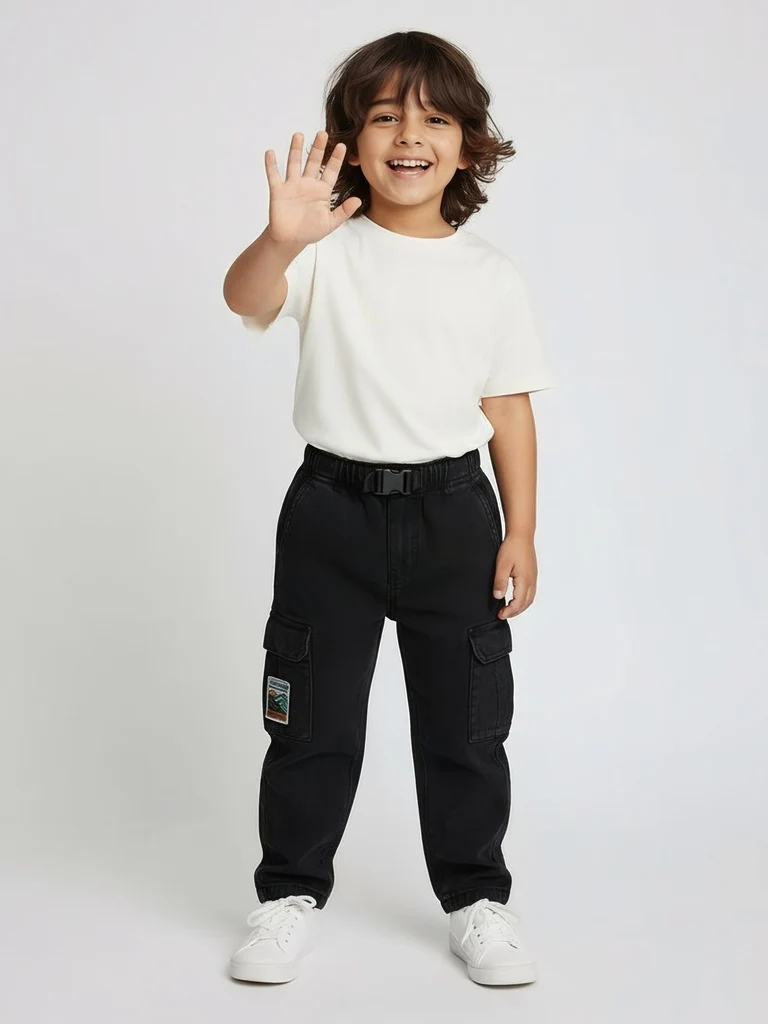HOP Kids Boys Charcoal Mid-Rise Jeans