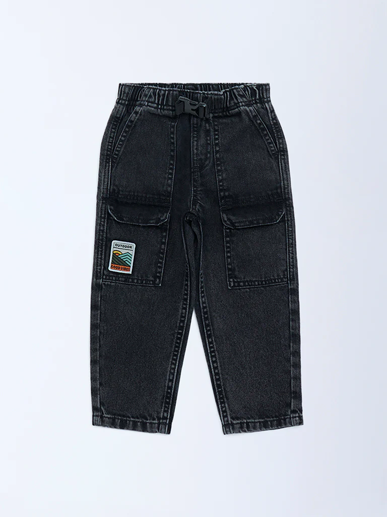 HOP Kids Boys Charcoal Mid-Rise Jeans - Image 3
