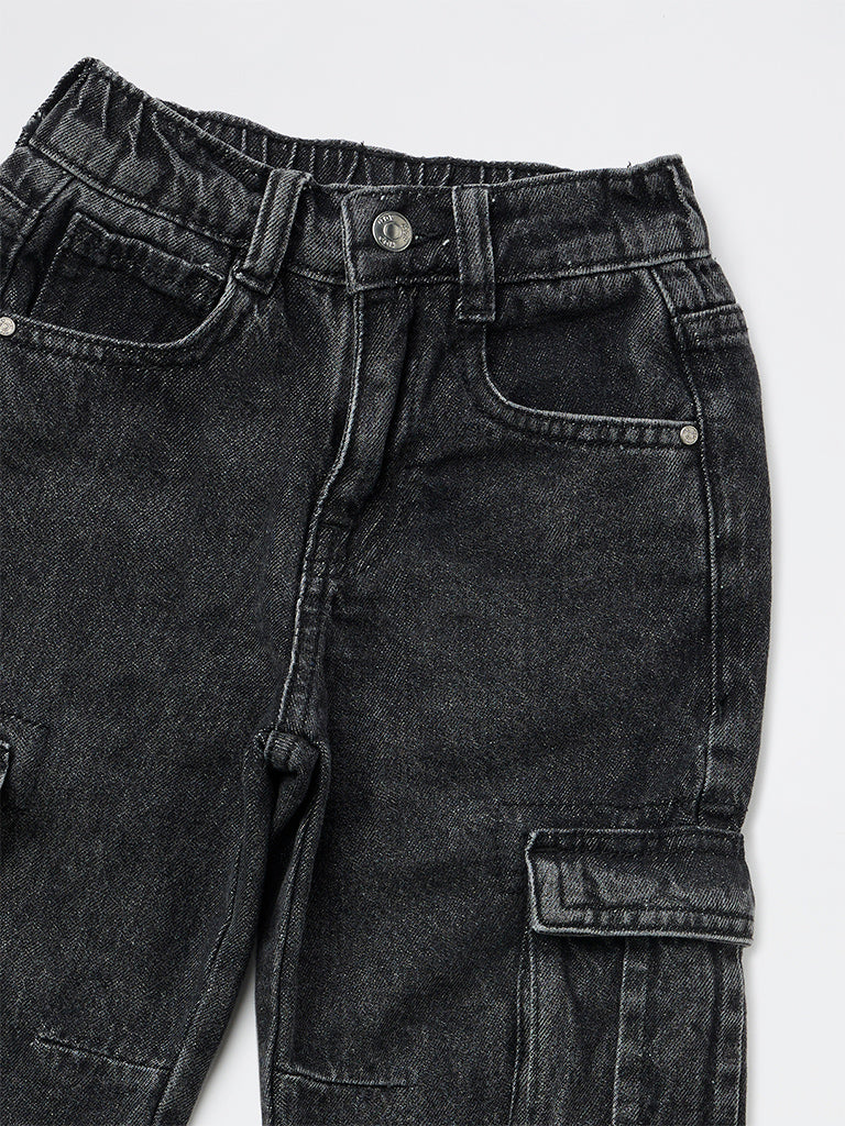 HOP Kids Boys Charcoal Solid Relaxed-Fit Jeans - Image 6