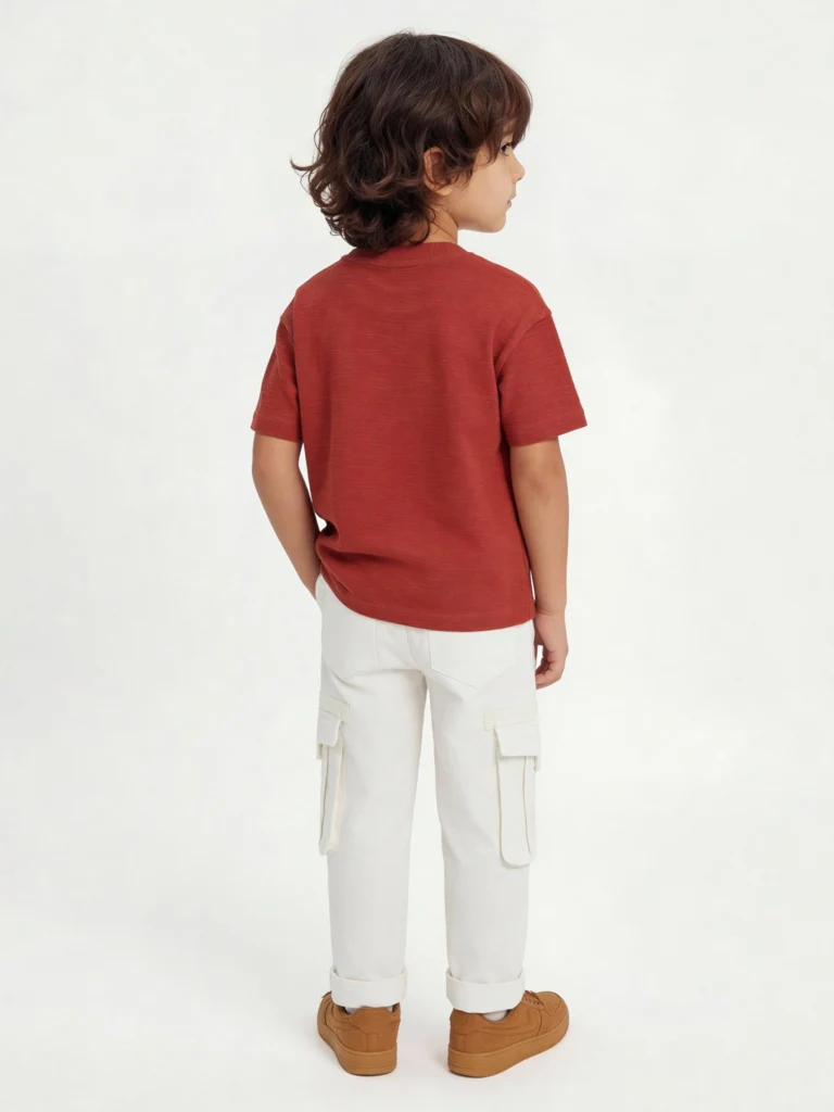 HOP Kids Boys Cream Cargo-Style Mid-Rise Cotton Pants - Image 2