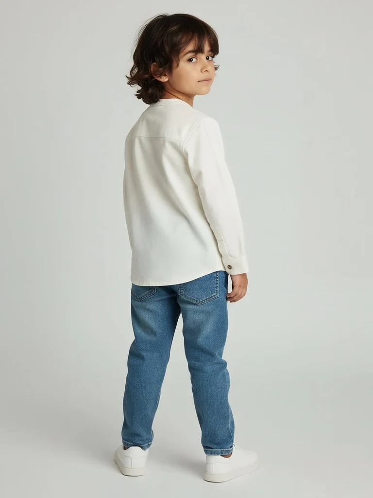 HOP Kids Boys Cream Embroidered Cotton Shirt - Image 3