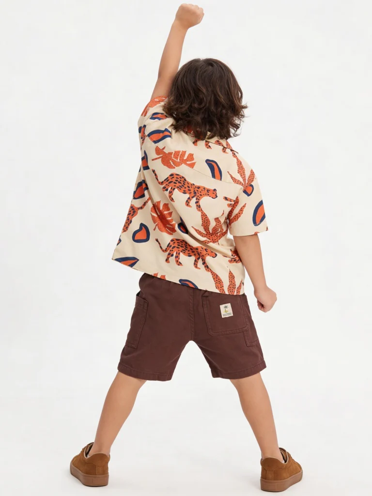 HOP Kids Boys Dark Brown Mid-Rise Cotton Shorts - Image 3