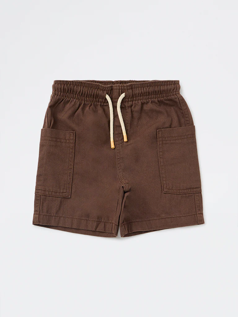 HOP Kids Boys Dark Brown Mid-Rise Cotton Shorts - Image 4