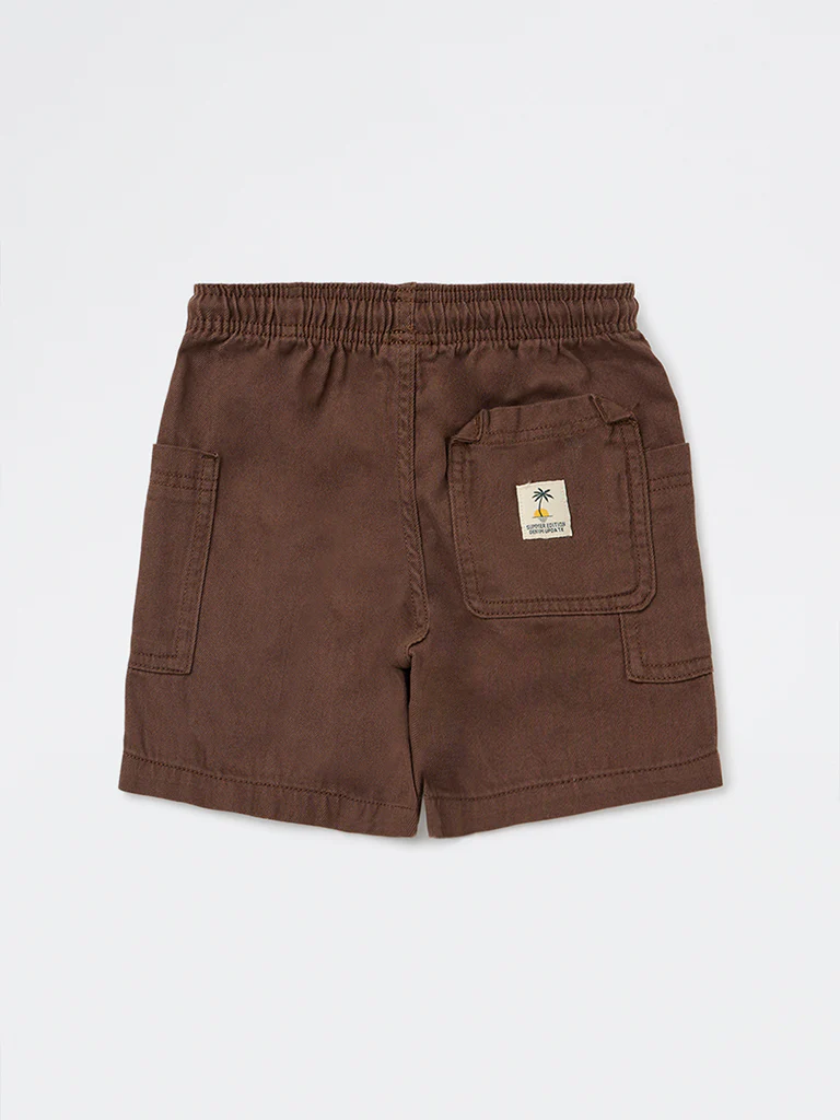 HOP Kids Boys Dark Brown Mid-Rise Cotton Shorts - Image 5