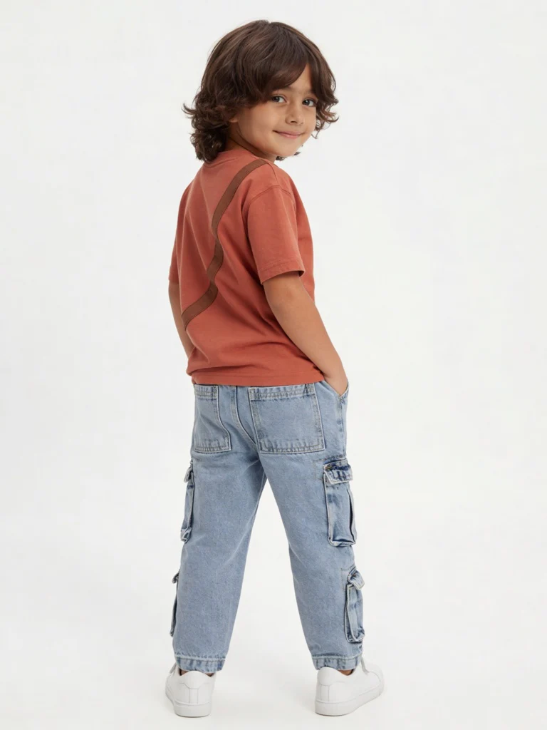 HOP Kids Boys Dusty Orange Printed Cotton T-Shirt - Image 3