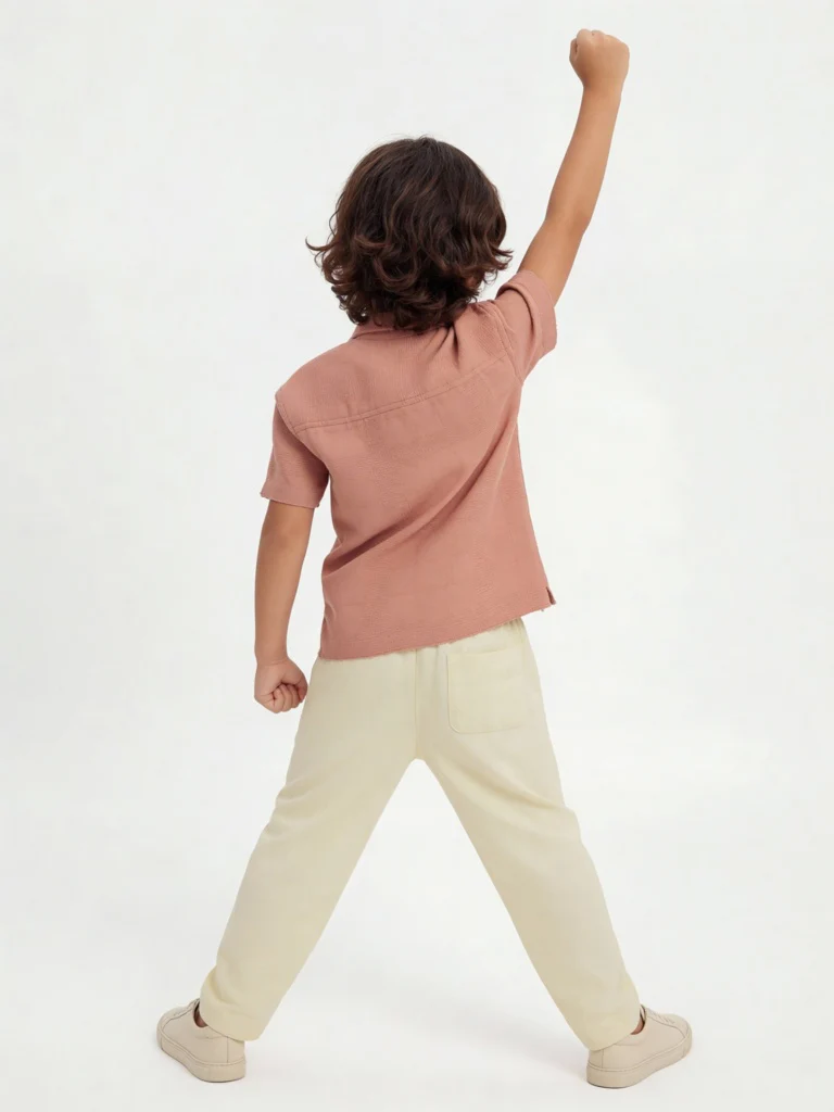 HOP Kids Boys Dusty Pink Floral Embroidered Cotton Shirt - Image 2