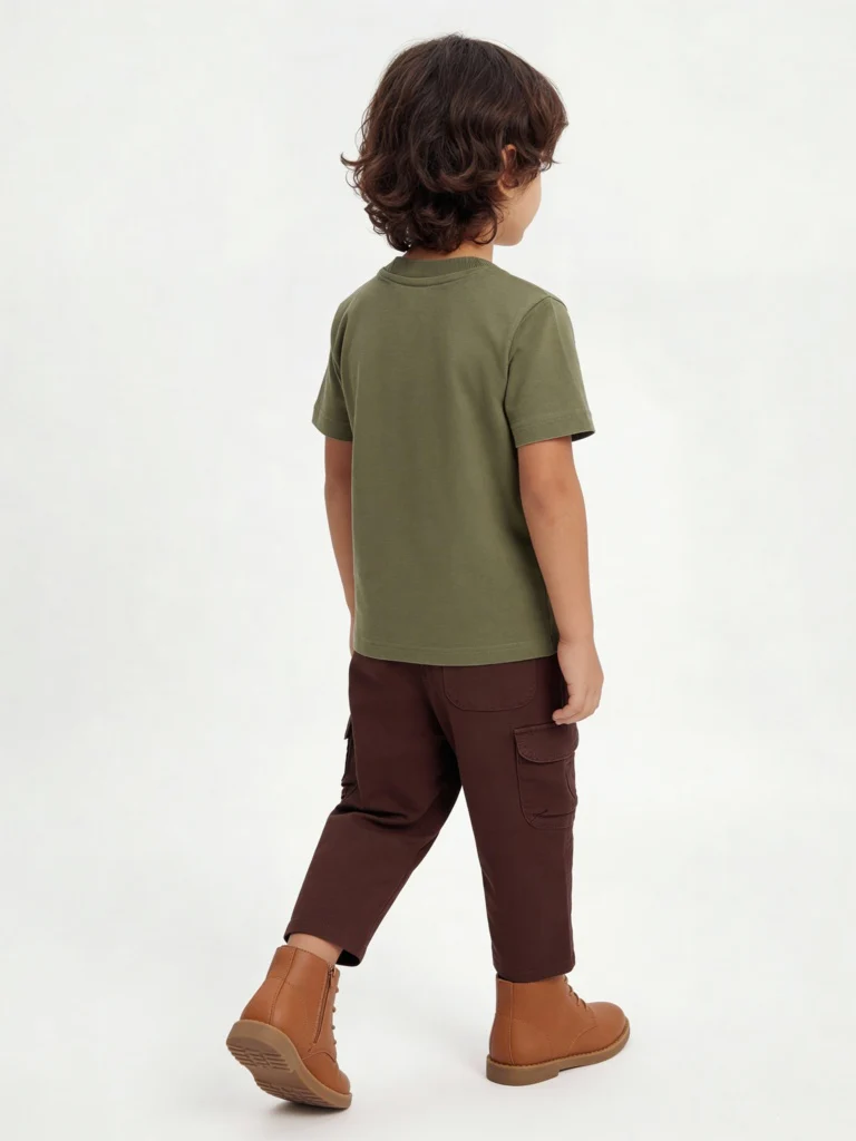 HOP Kids Boys Green Printed Cotton T-Shirt - Image 2