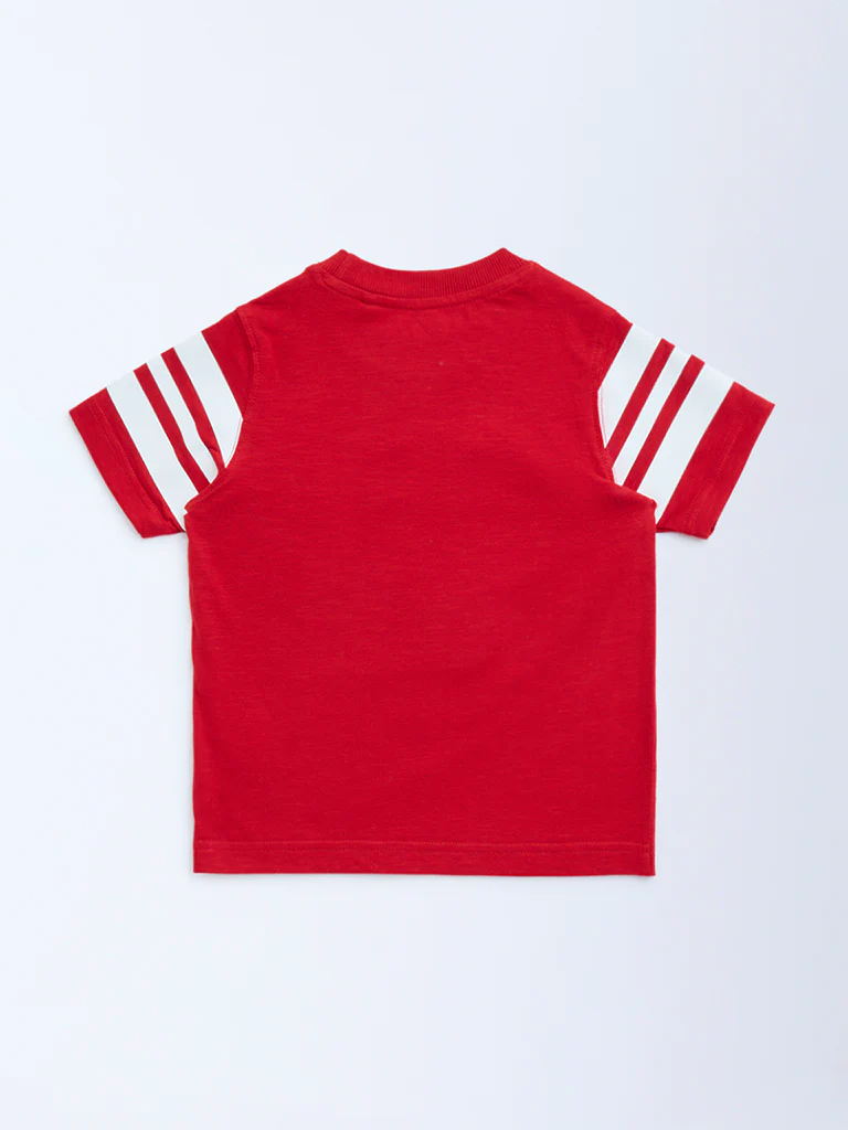 HOP Kids Boys Kids Boys Red Text Detailed Cotton T-Shirt - Image 4