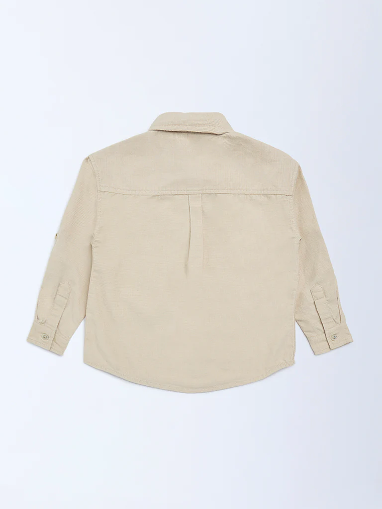 HOP Kids Boys Light Beige Cotton Shirt - Image 5