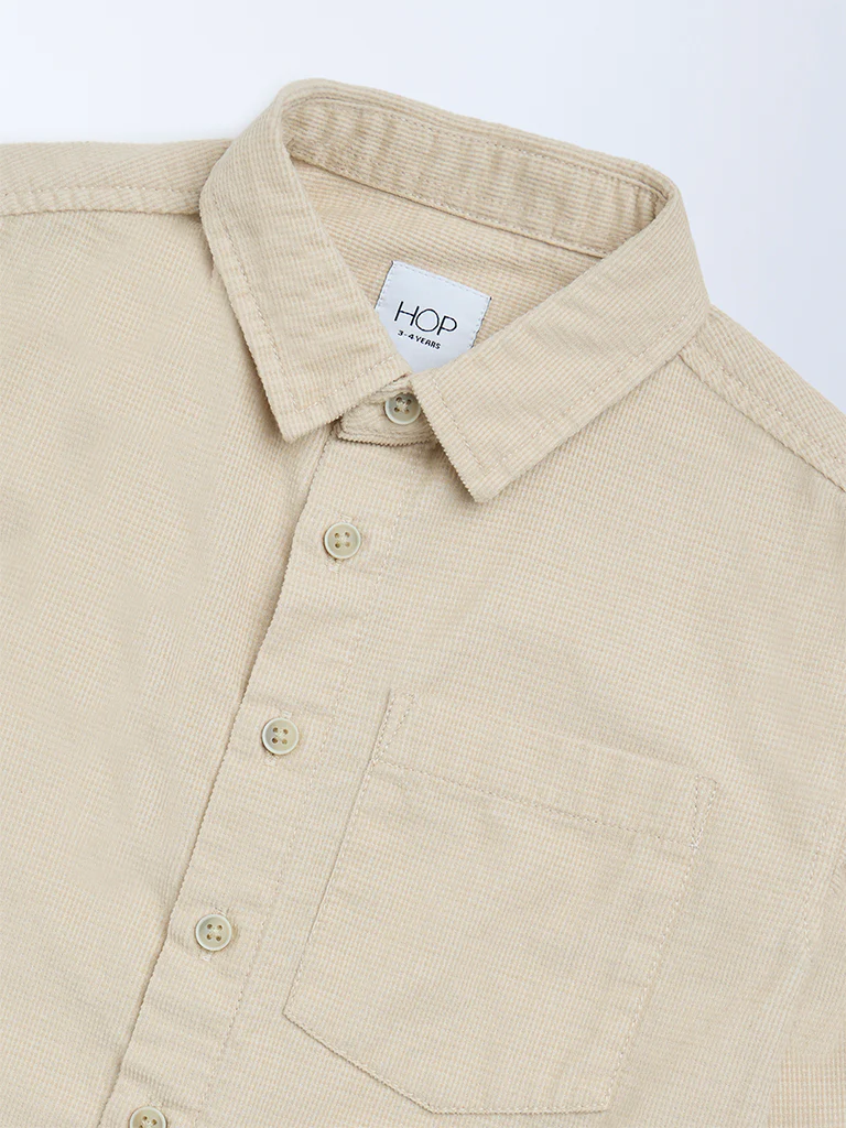 HOP Kids Boys Light Beige Cotton Shirt - Image 6