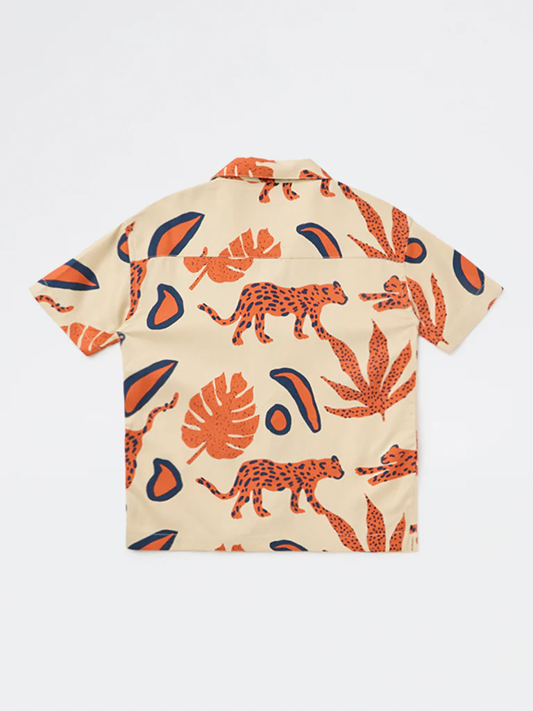 HOP Kids Boys Light Beige Jungle Printed Shirt - Image 4