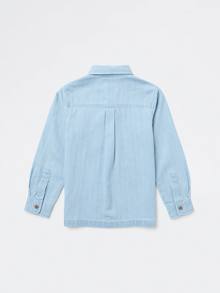 HOP Kids Boys Light Blue Embroidered Denim Shirt - Image 4