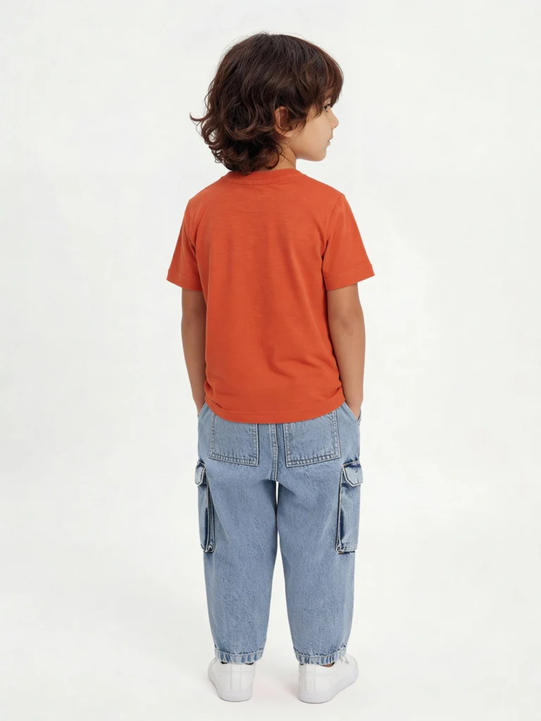 HOP Kids Boys Light Blue Washed Cargo-Style Mid-Rise Jeans - Image 2