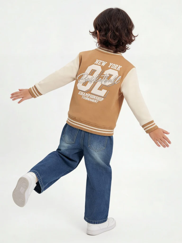 HOP Kids Boys Light Brown Embroidered Cotton-Blend Bomber Jacket - Image 3