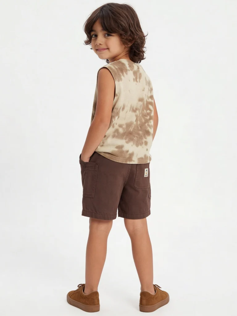 HOP Kids Boys Light Brown Tie-Dye Cotton T-Shirt - Image 2