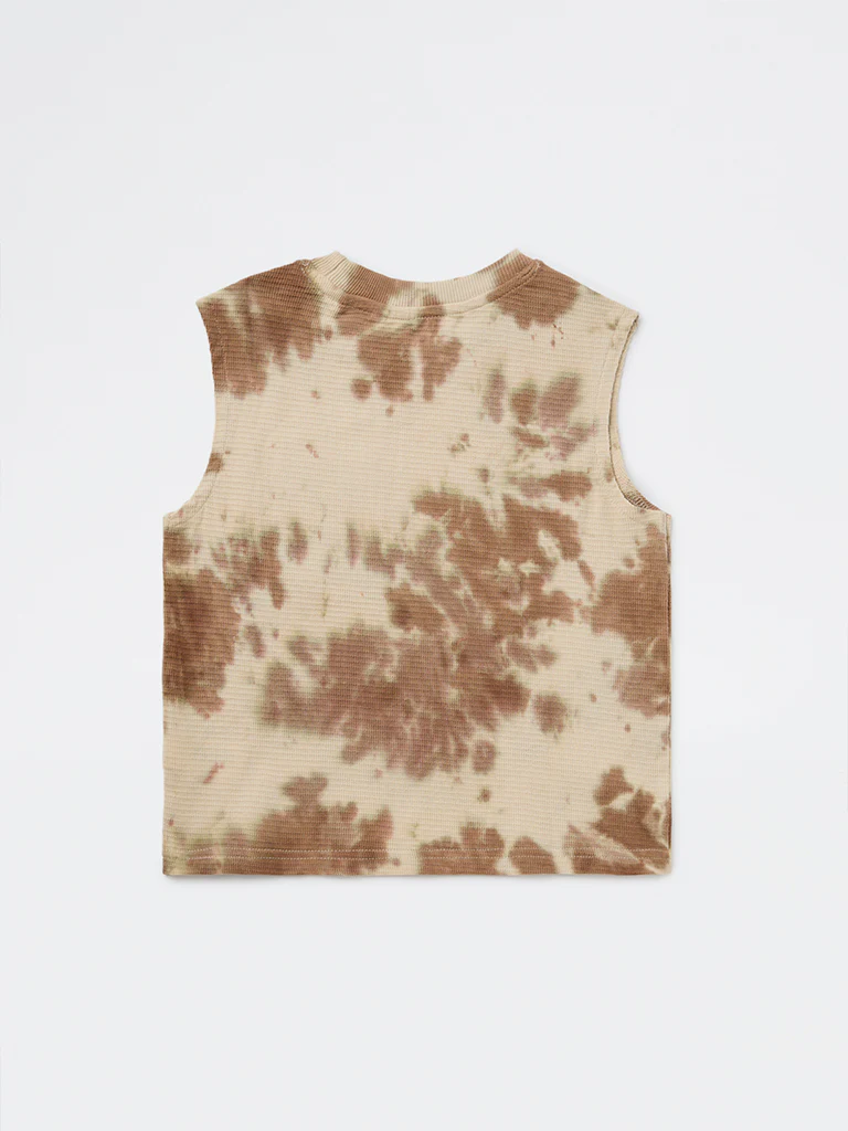 HOP Kids Boys Light Brown Tie-Dye Cotton T-Shirt - Image 4