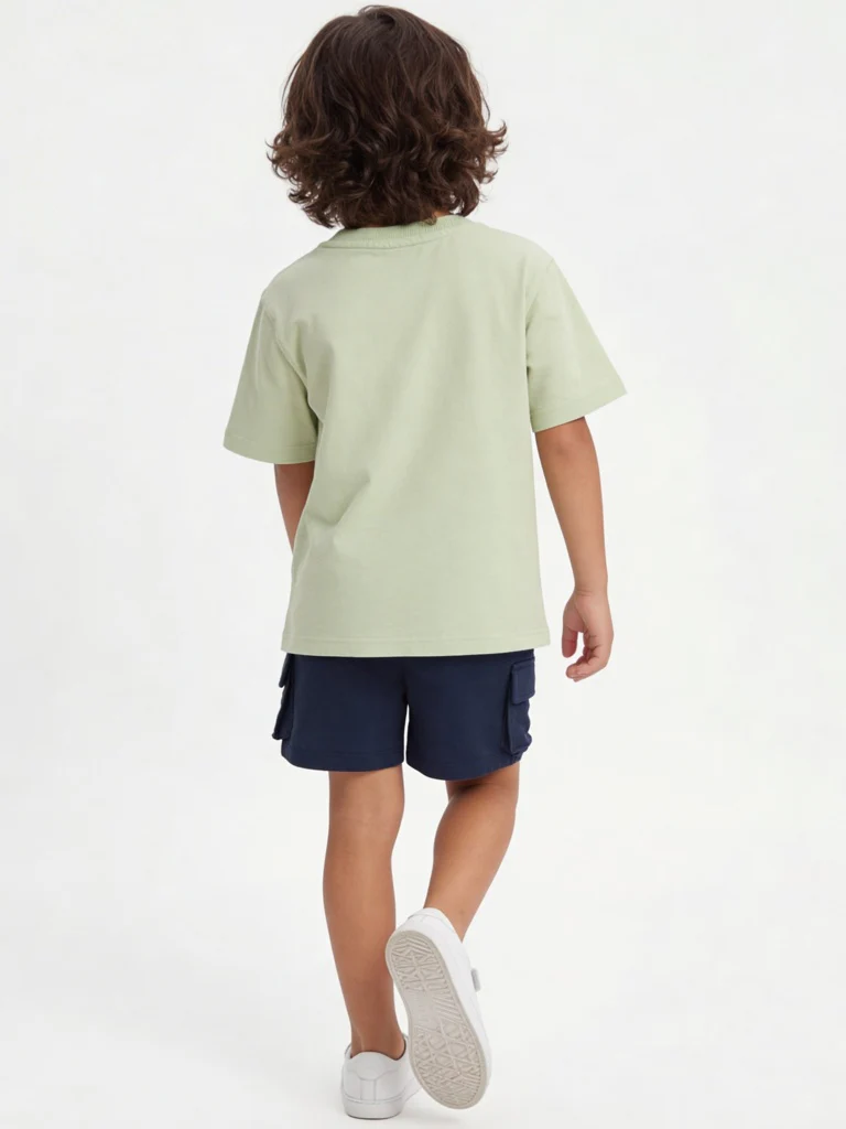 HOP Kids Boys Light Green Printed Cotton T-Shirt - Image 3