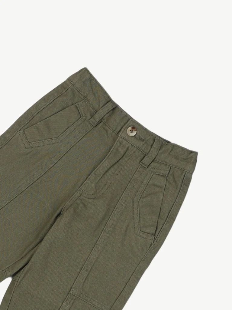 HOP Kids Boys Light Olive Mid Waist Straight Fit Jeans - Image 5