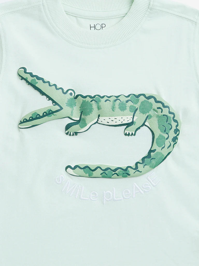 HOP Kids Boys Mint Animal Graphic Cotton T-Shirt - Image 3