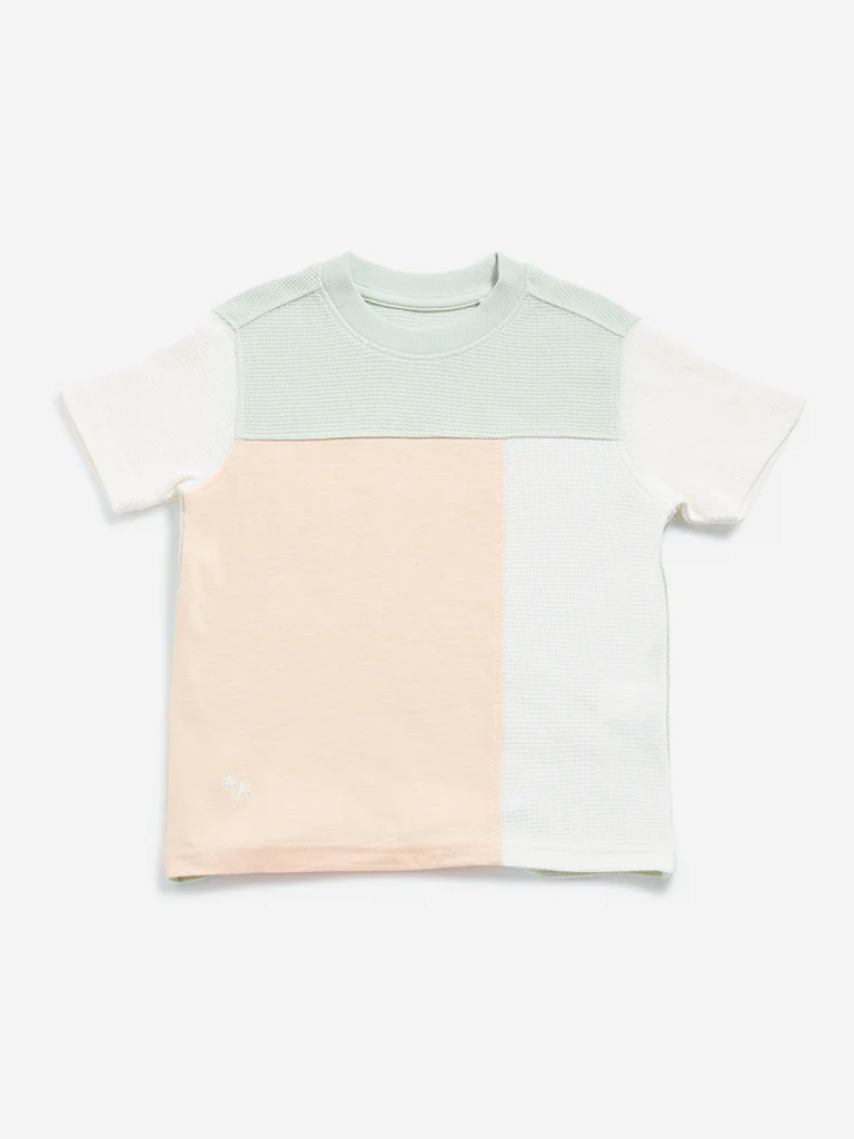 HOP Kids Boys Multicolour Colour blocked Cotton T-Shirt