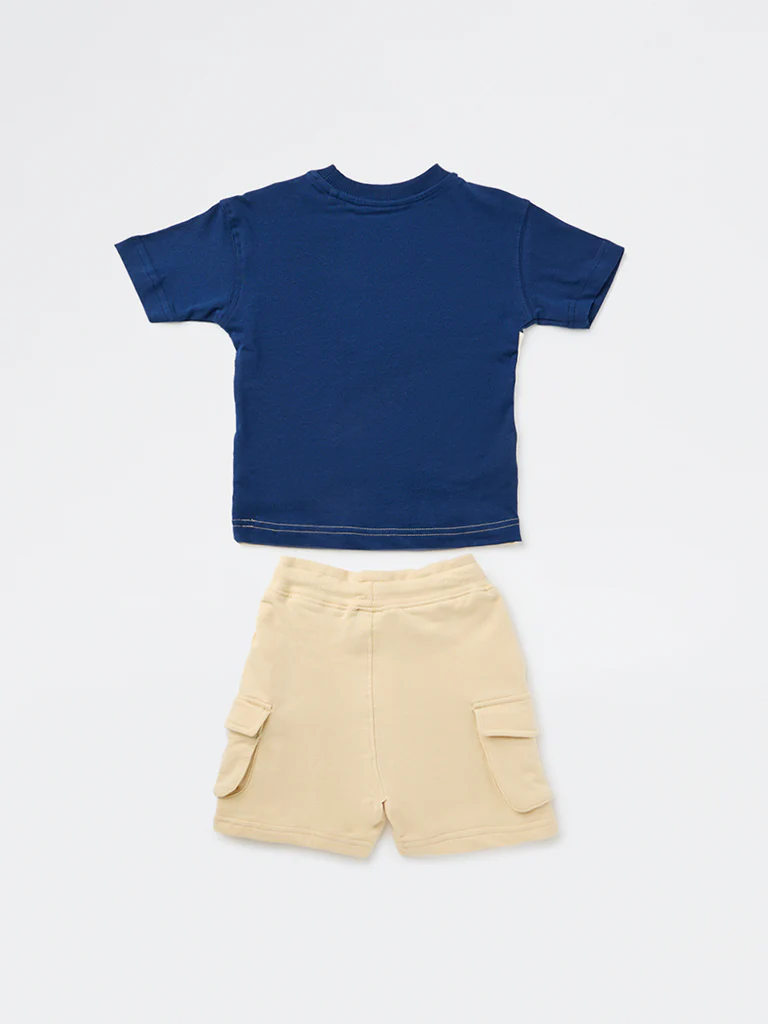 HOP Kids Boys Multicolour Cotton T-Shirt and Shorts Set - Image 4