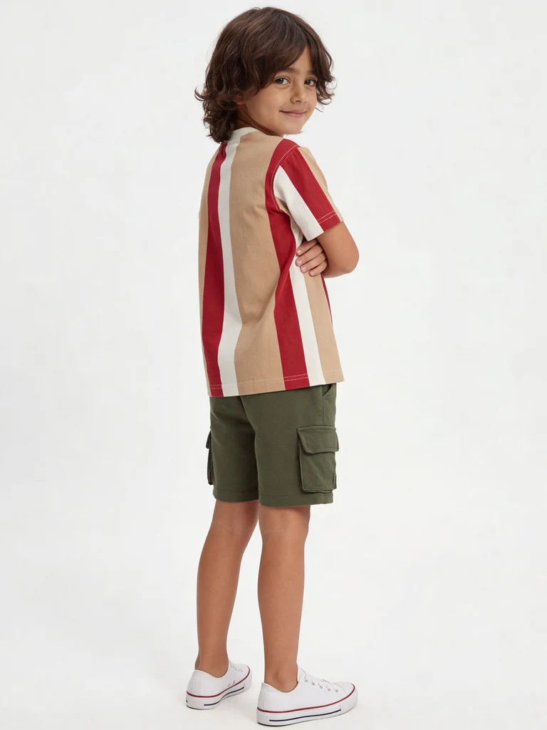 HOP Kids Boys Multicolour Striped Cotton T-Shirt - Image 3